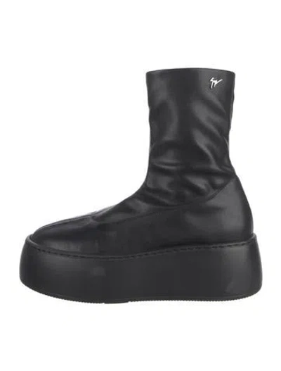 Pre-owned Giuseppe Zanotti Leather Sock Boots In Black