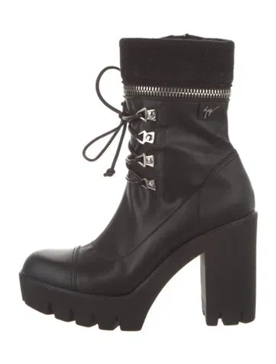 Pre-owned Giuseppe Zanotti Leather Sock Boots In Black