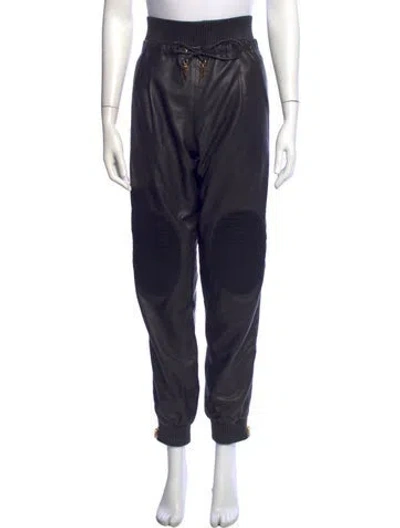 Pre-owned Giuseppe Zanotti Leather Straight Leg Pants In Blue