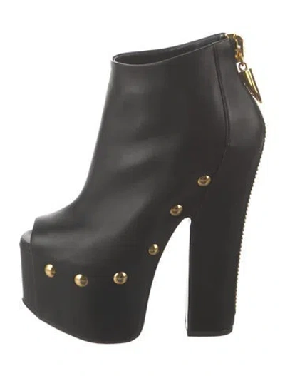 Pre-owned Giuseppe Zanotti Leather Studded Accents Boots In Black