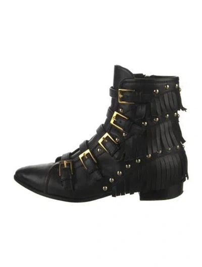 Pre-owned Giuseppe Zanotti Leather Studded Accents Boots In Black