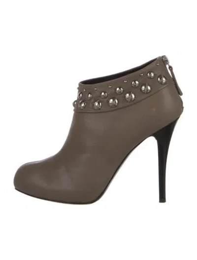 Pre-owned Giuseppe Zanotti Leather Studded Accents Boots In Neutral