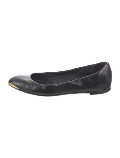Pre-owned Giuseppe Zanotti Leather Studded Accents Flats In Black