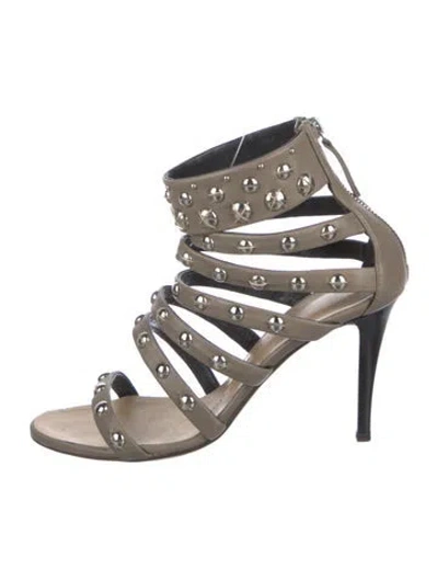 Pre-owned Giuseppe Zanotti Leather Studded Accents Gladiator Sandals In Neutral