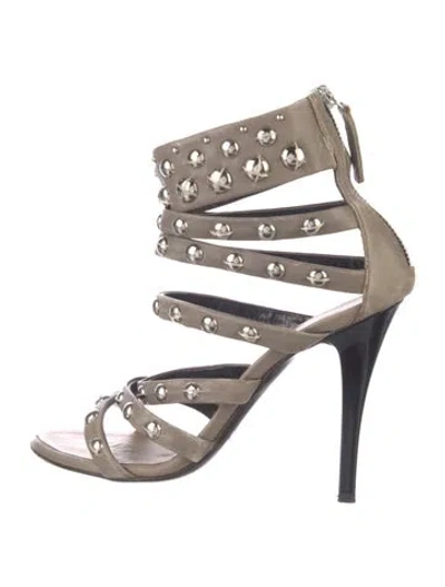 Pre-owned Giuseppe Zanotti Leather Studded Accents Gladiator Sandals In Neutral