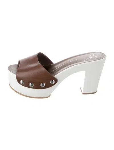Pre-owned Giuseppe Zanotti Leather Studded Accents Sandals In Brown