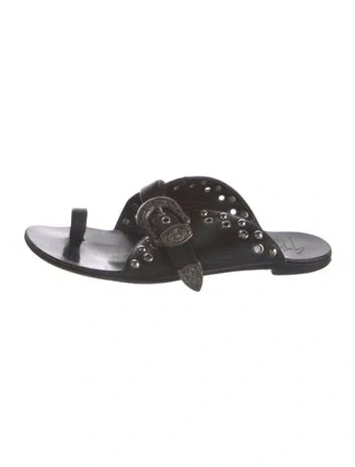 Pre-owned Giuseppe Zanotti Leather Studded Accents Slides In Black