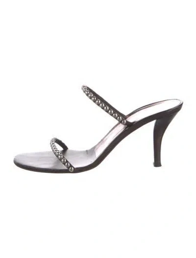 Pre-owned Giuseppe Zanotti Leather Studded Accents Slides In Brown