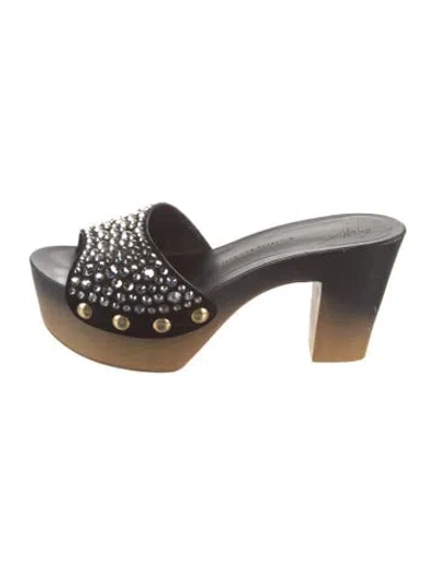 Pre-owned Giuseppe Zanotti Leather Studded Accents Slides In Brown