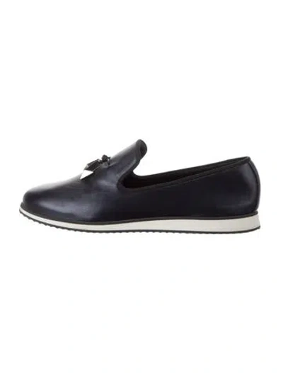 Pre-owned Giuseppe Zanotti Leather Tassel Accents Loafers In Blue