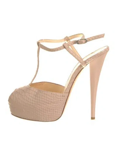 Pre-owned Giuseppe Zanotti Leather T-strap Pumps In Neutral
