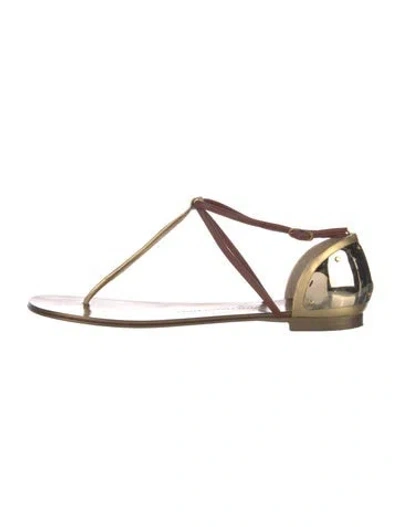 Pre-owned Giuseppe Zanotti Leather T-strap Sandals In Gold