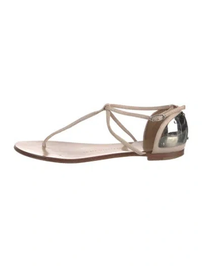 Pre-owned Giuseppe Zanotti Leather T-strap Sandals In Neutral