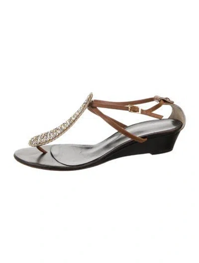 Pre-owned Giuseppe Zanotti Leather T-strap Sandals In Silver