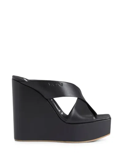 Giuseppe Zanotti Leather Wedge Sandals In Black