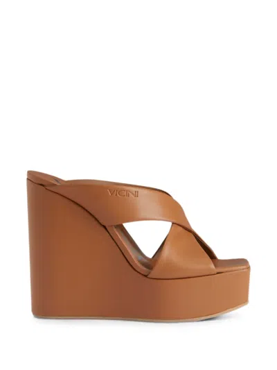 Giuseppe Zanotti Leather Wedge Sandals In Brown