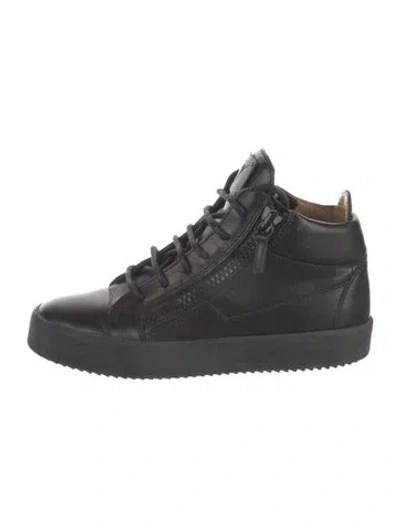 Pre-owned Giuseppe Zanotti Leather Wedge Sneakers In Black