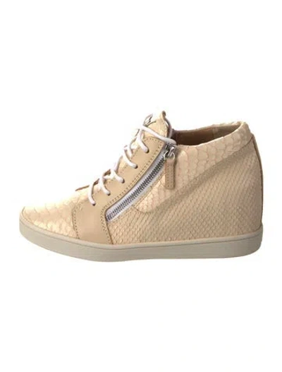Pre-owned Giuseppe Zanotti Leather Wedge Sneakers In Pink