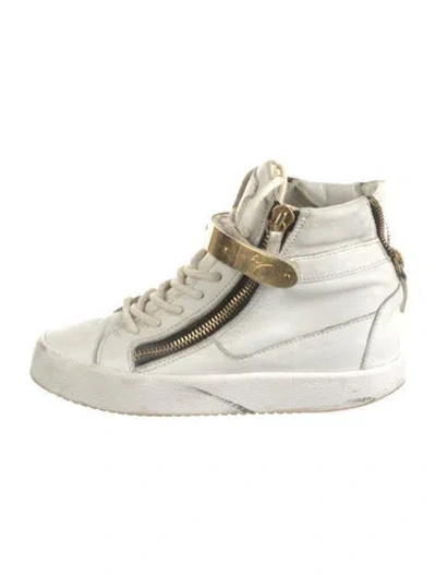 Pre-owned Giuseppe Zanotti Leather Wedge Sneakers In White
