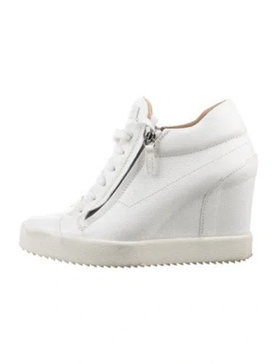 Pre-owned Giuseppe Zanotti Leather Wedge Sneakers In White