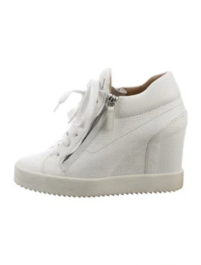 Pre-owned Giuseppe Zanotti Leather Wedge Sneakers In White