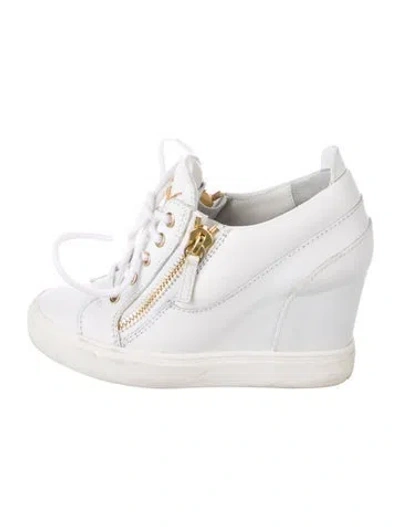 Pre-owned Giuseppe Zanotti Leather Wedge Sneakers In White