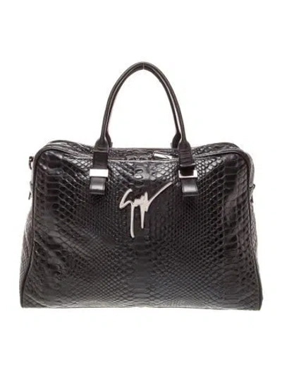 Pre-owned Giuseppe Zanotti Leather Weekender Bag In Black