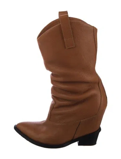 Pre-owned Giuseppe Zanotti Leather Western Boots In Brown
