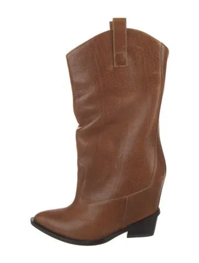 Pre-owned Giuseppe Zanotti Leather Western Boots In Brown