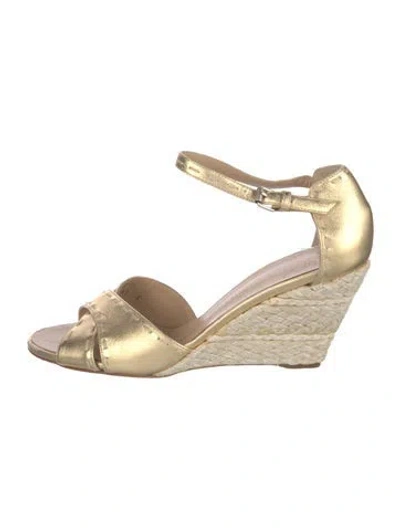 Pre-owned Giuseppe Zanotti Leather Whipstitch Trim Espadrilles In Gold