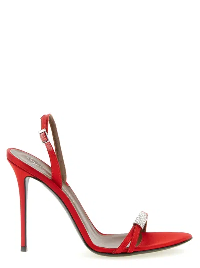 Giuseppe Zanotti Lena Crystal Sandals Slingback Open Toe In Red