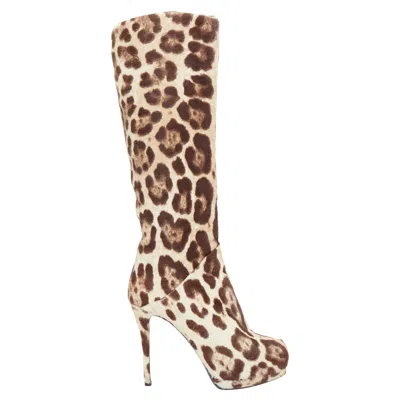 Giuseppe Zanotti Leopard Print Platform High Heel Boots In Brown