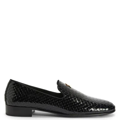 Giuseppe Zanotti Lewis Pit 15mm Snakeskin-effect Loafers In Black