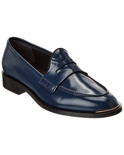Giuseppe Zanotti Calfskin Leather Penny Loafers In Blue