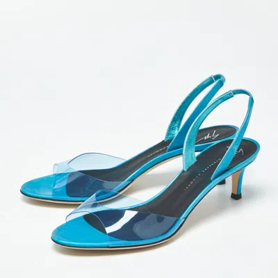 Pre-owned Giuseppe Zanotti Lilibeth Size 37 Blue Pvc Slingback Sandals