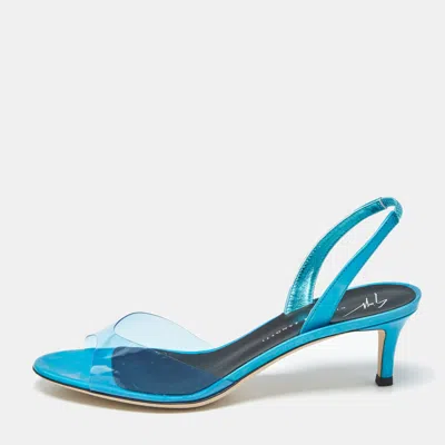 Pre-owned Giuseppe Zanotti Lilibeth Size 37 Blue Pvc Slingback Sandals