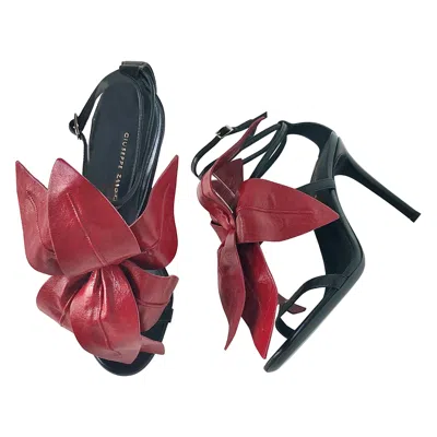 Pre-owned Giuseppe Zanotti Lilium Flower Appliqué Strappy High Heel Sandals 37 In Brown