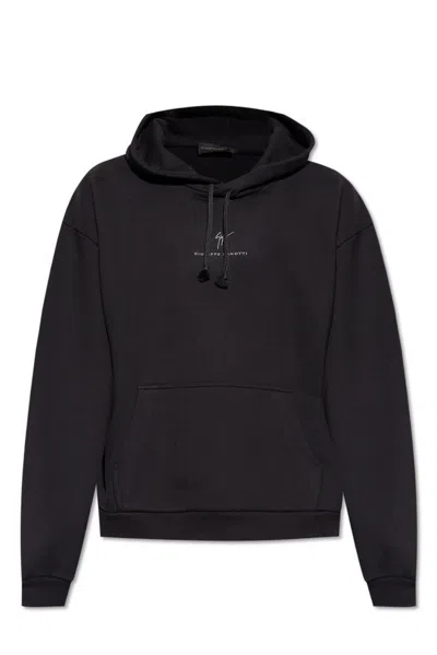 Giuseppe Zanotti Logo-embroidered Drawstring Hoodie In Black