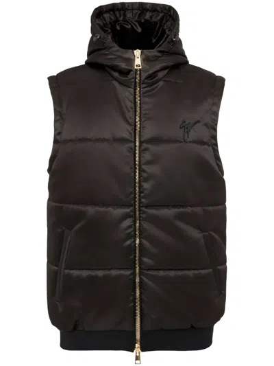 Giuseppe Zanotti Logo-embroidered Padded Vest In Black