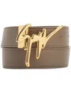 Giuseppe Zanotti Logo-plaque Leather Belt In Grey
