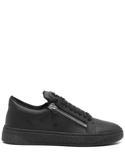 Giuseppe Zanotti Logo-plaque Leather Sneakers In Black