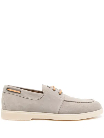 Giuseppe Zanotti Logo-plaque Suede Shoes In Grey