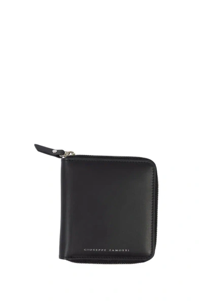 Giuseppe Zanotti Logo Printed Zipped Wallet In Black