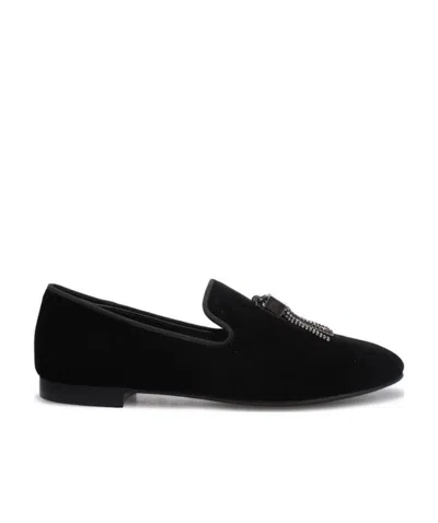 Giuseppe Zanotti Logo Round-headed Business Casual Shoes In Black