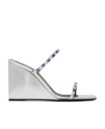 Giuseppe Zanotti Logo Slope Heel Sandals In Gray
