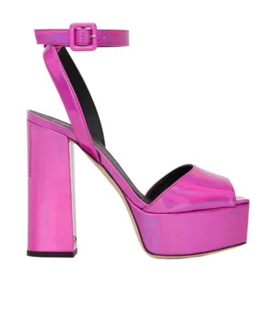Giuseppe Zanotti Logo Square-toed High-heeled Sandals In Pink
