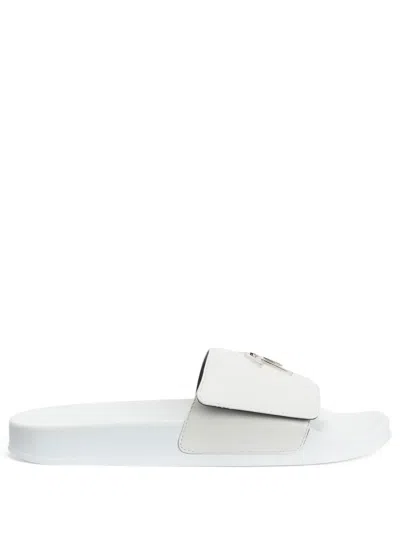 Giuseppe Zanotti Logo-plaque Flat Slides In White