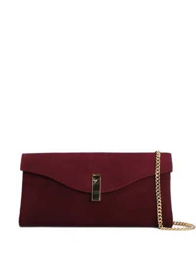 Giuseppe Zanotti Logo-plaque Chain-link Clutch Bag In Red