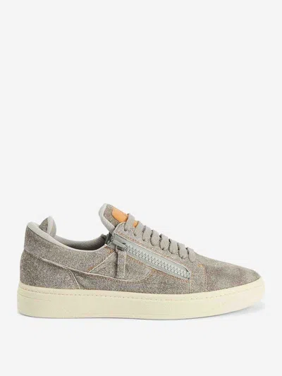 Giuseppe Zanotti Low Sneakers Zipper In Denim Dark Blue