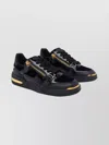 Giuseppe Zanotti Low Top Sneakers With Round Toe And Gold Accents In Black